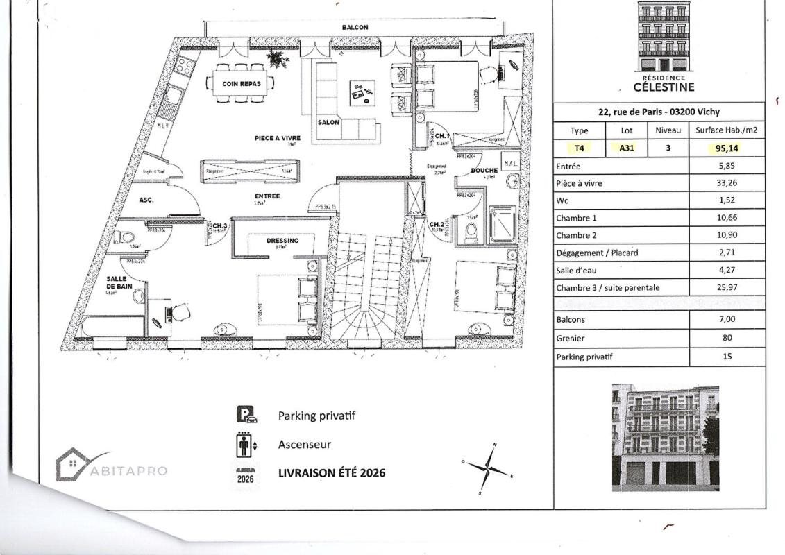Appartement à vendre, 95m², Vichy