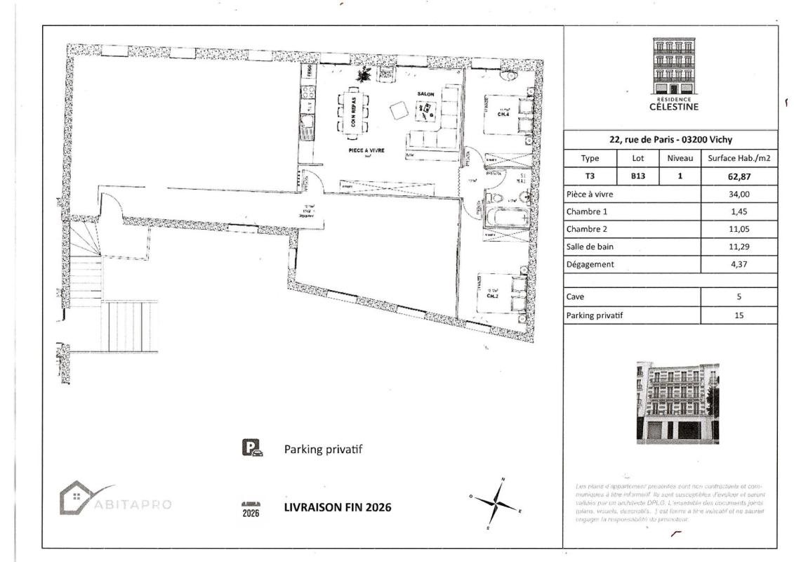Appartement à vendre, 63m², Vichy