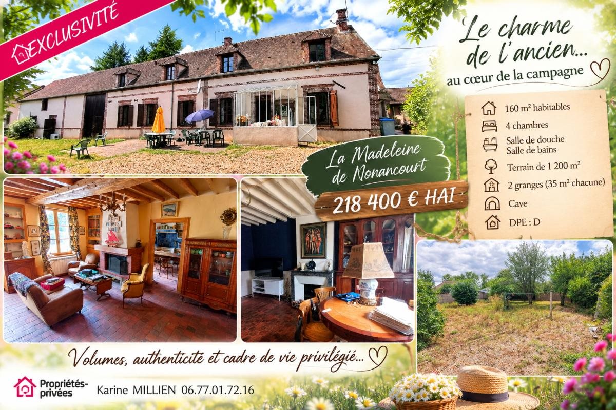 Maison à vendre, 160m², La Madeleine-de-Nonancourt