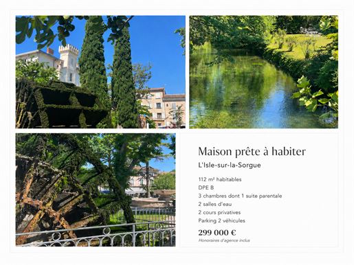 Maison 4 pièces 112 m² · à L'Isle-sur-la-Sorgue · 112 m² · 299 000 €