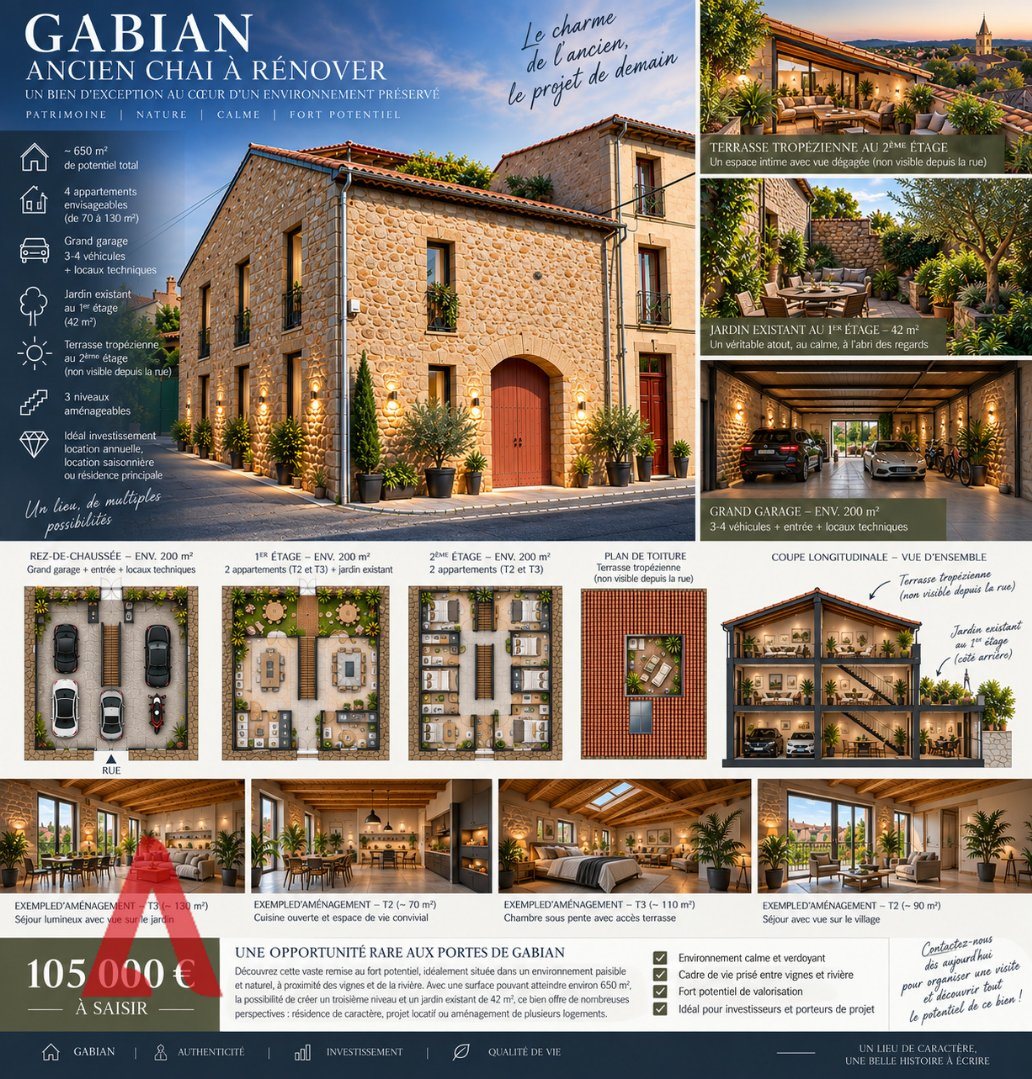 Maison à vendre, 650m², Gabian