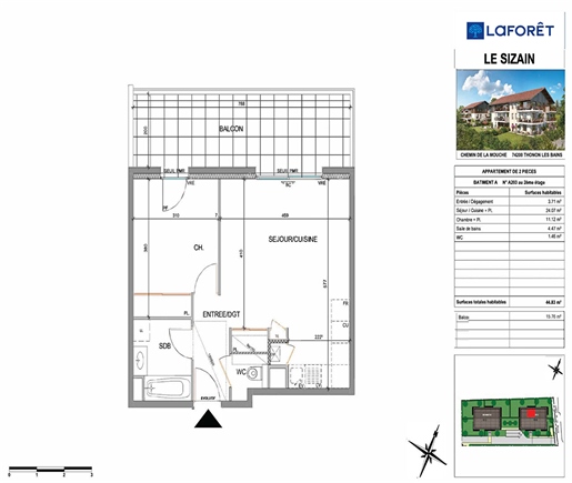 Appartement 2 pièces 45 m² · à Thonon-les-Bains · 45 m² · 229 000 €