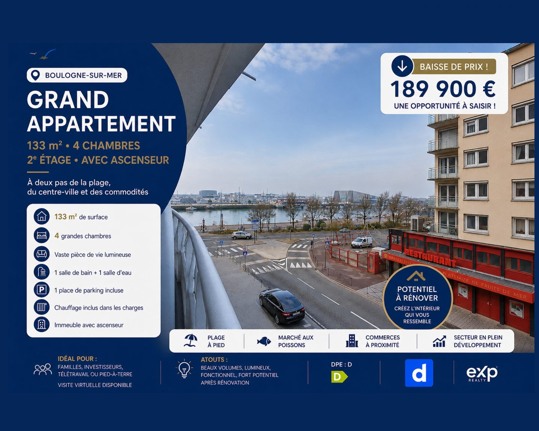 Appartement à vendre, 133m², Boulogne-sur-Mer