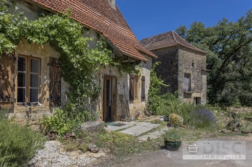Ansamblu fermecător cu casă mică și anexe.