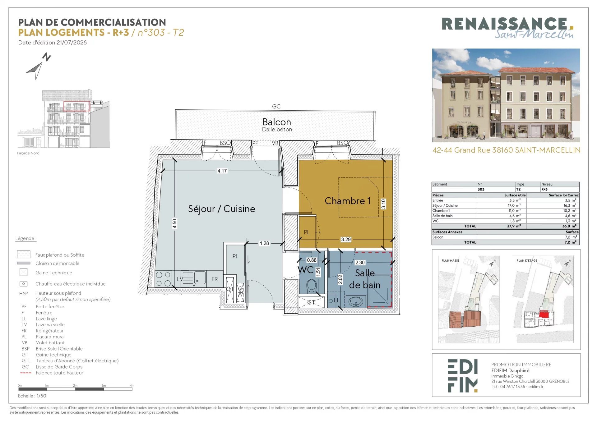 Appartement à vendre, 52m², Saint-Marcellin
