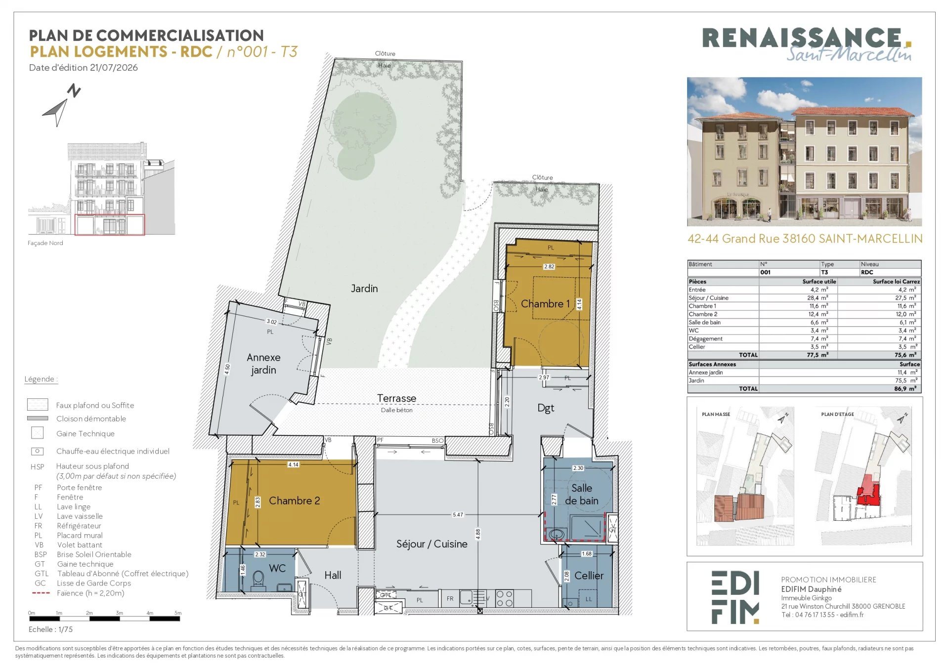 Appartement à vendre, 77m², Saint-Marcellin
