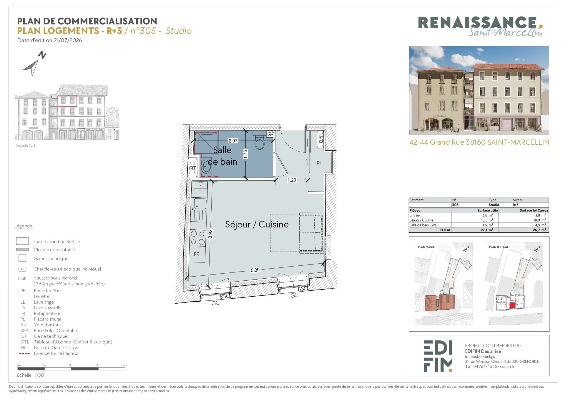 Appartement à vendre, 26m², Saint-Marcellin