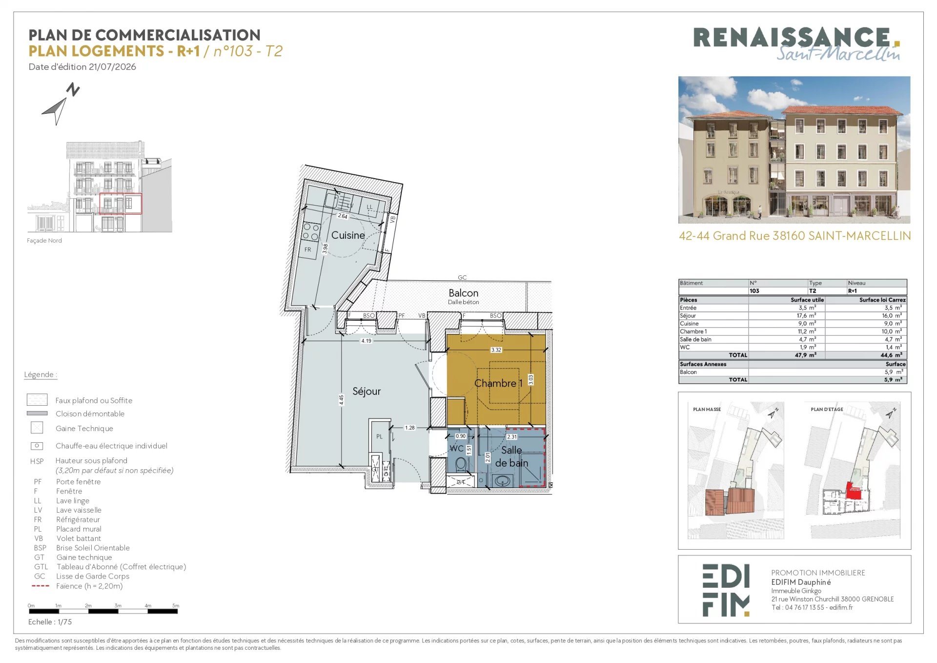 Appartement à vendre, 44m², Saint-Marcellin