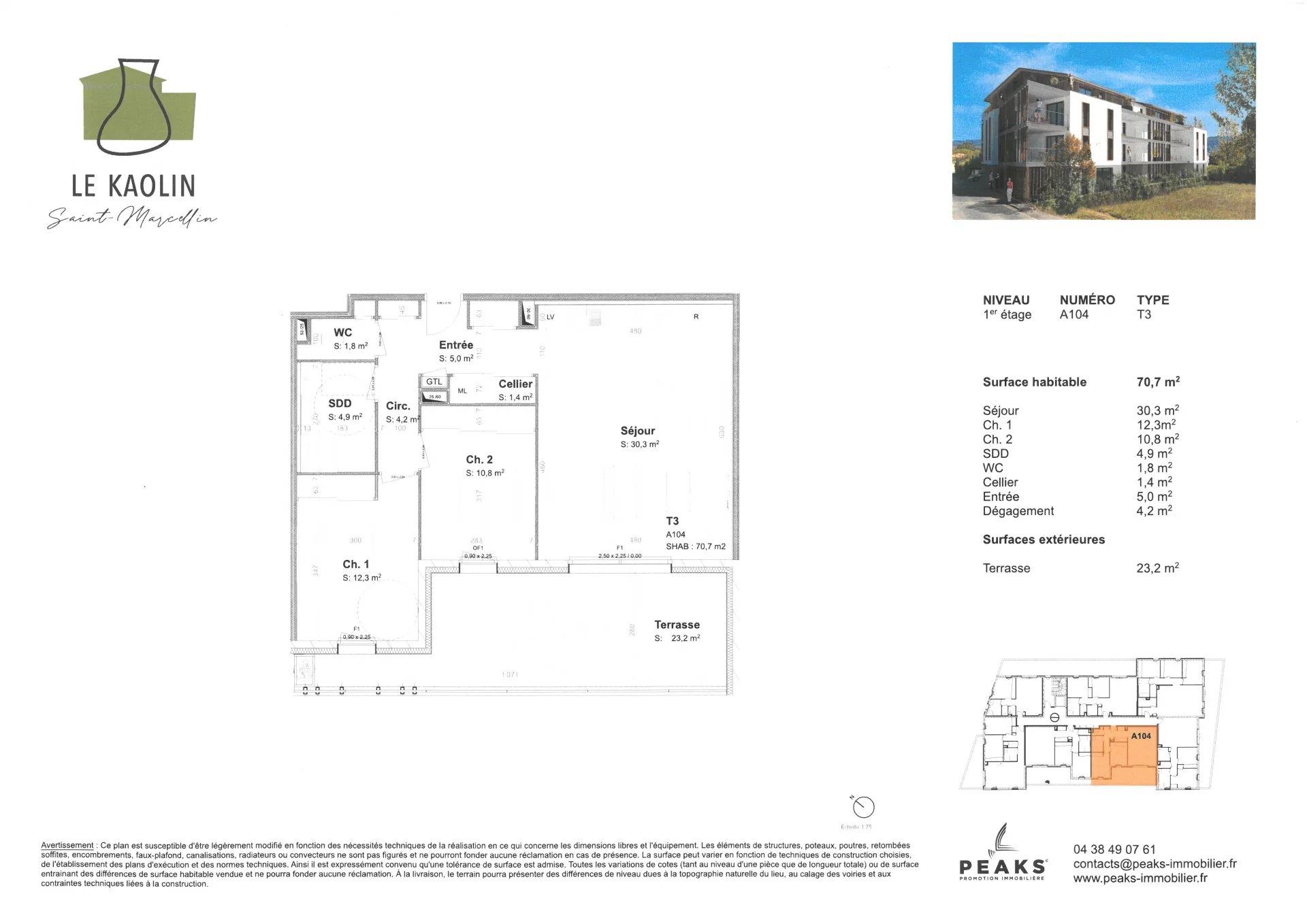 Appartement à vendre, 70m², Saint-Marcellin