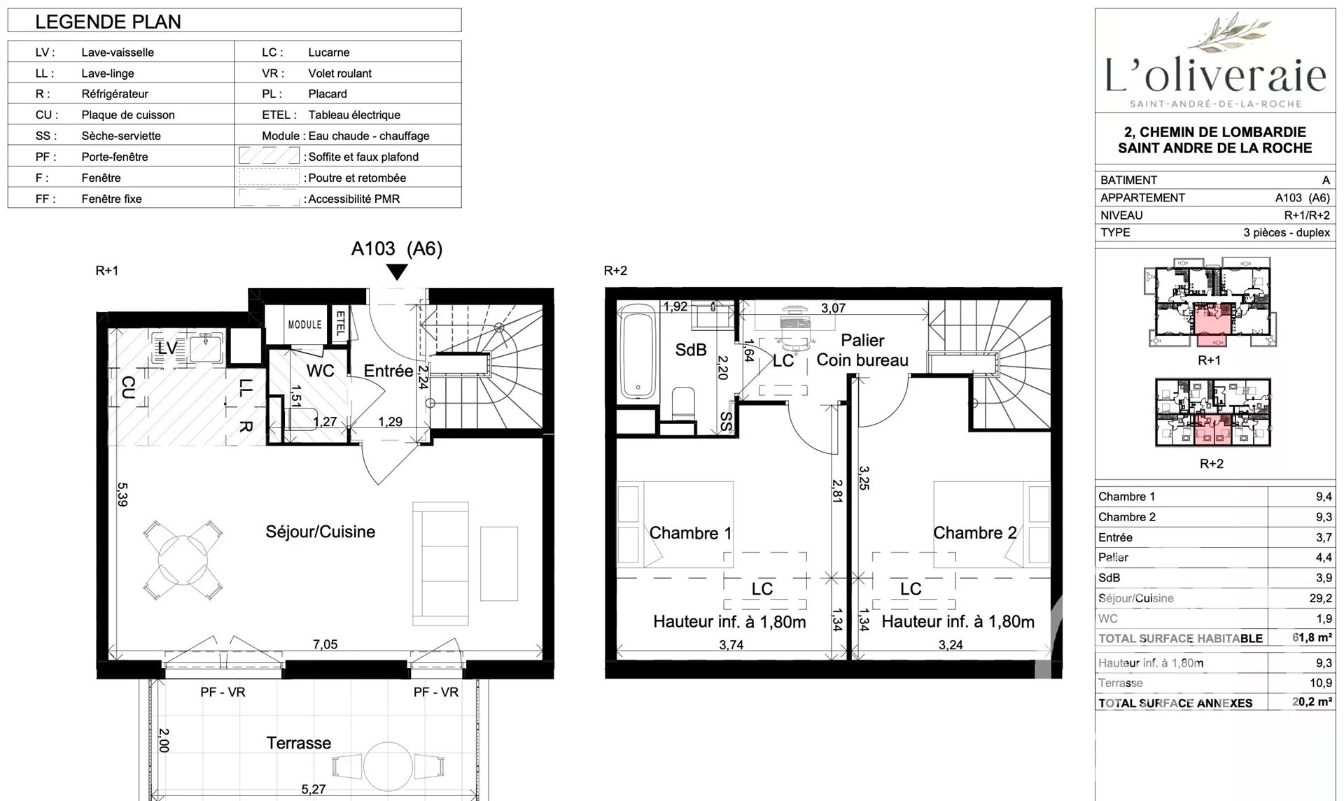 Appartement à vendre, 61m², Saint-André-de-la-Roche