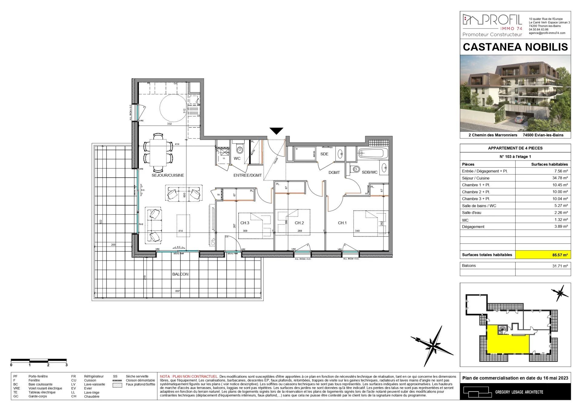 Appartement à vendre, 85m², Evian-les-Bains
