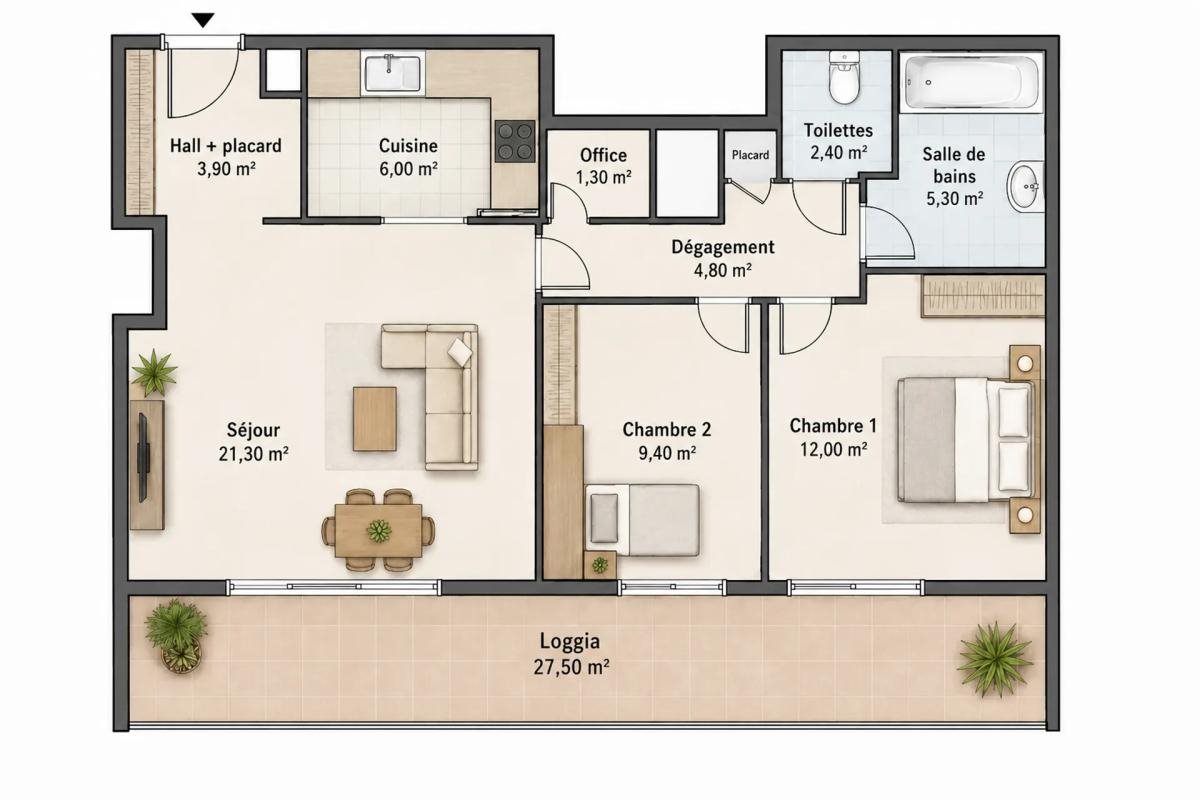 3-room, 68 m² apartment in Montpellier city center - View 3