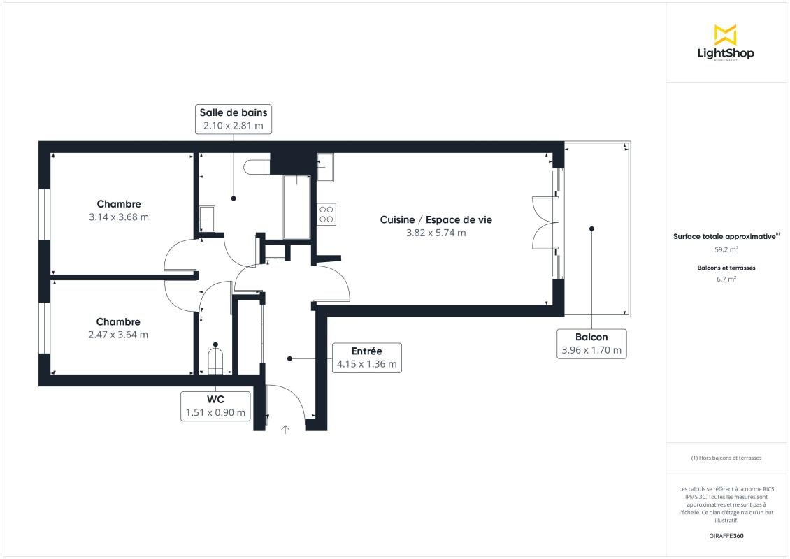 Appartement à vendre, 59m², Le Blanc-Mesnil