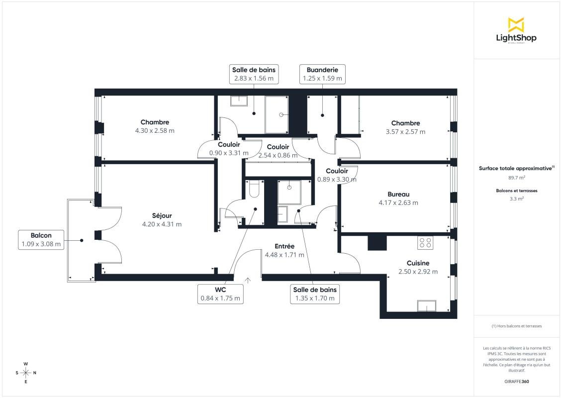 Appartement à vendre, 89m², Courbevoie