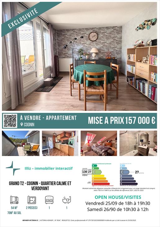2 pièces 54 m² · à Cognin · 54 m² · 157 000 €