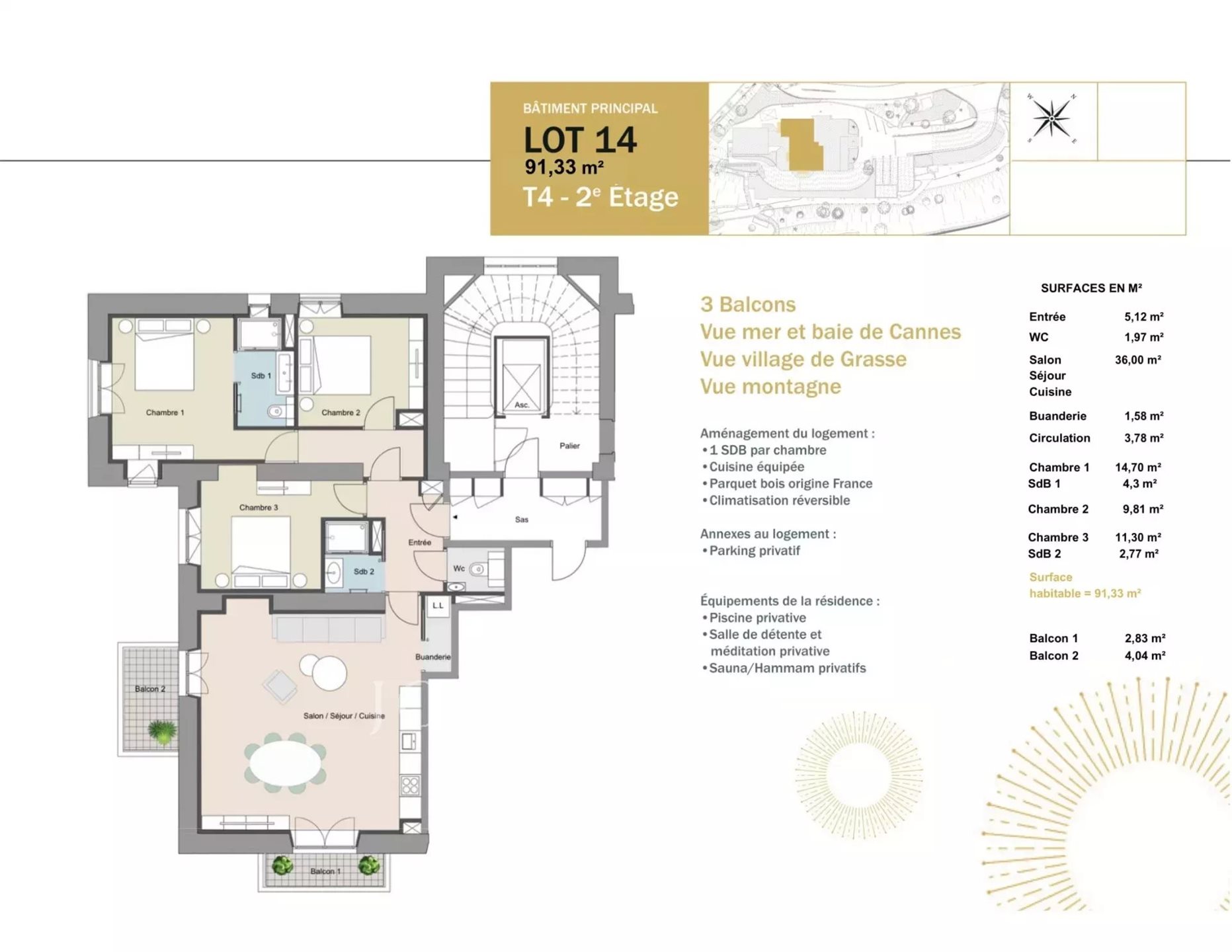 Appartement à vendre, 91m², Grasse