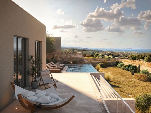 Moradia moderna em construção com vista desafogada para o mar