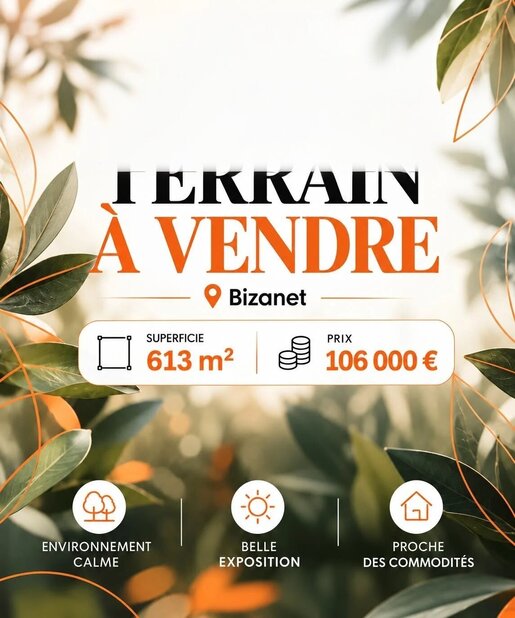 Terrain 613 m² · à Bizanet · 106 000 €