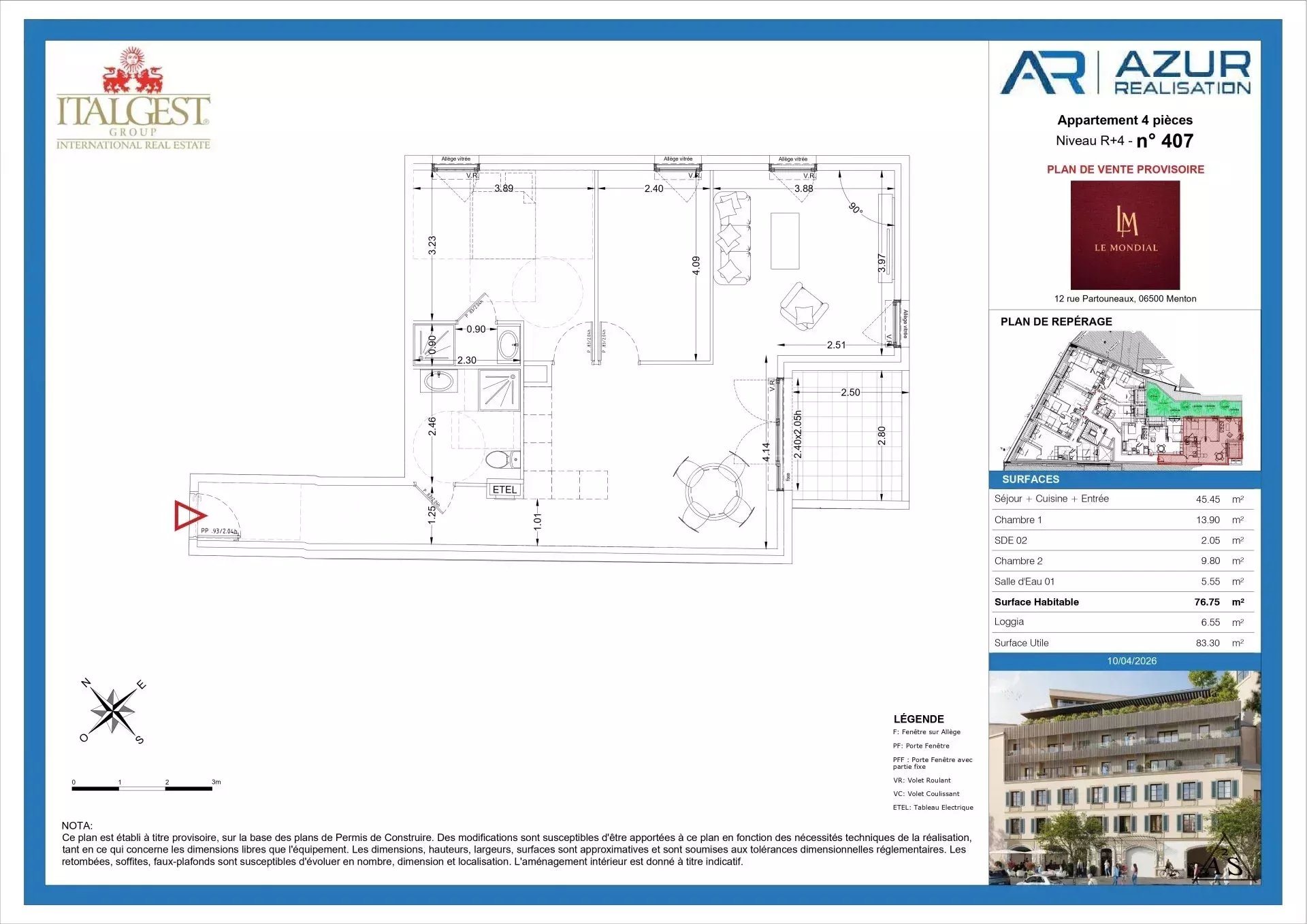 Appartement à vendre, 76m², Menton