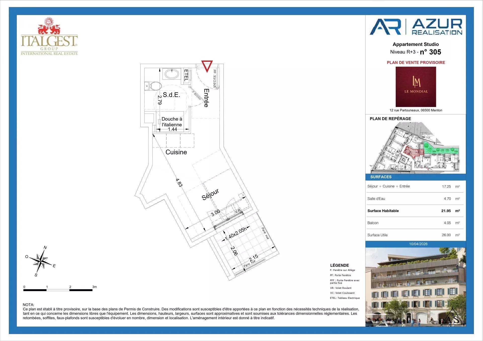 Appartement à vendre, 21m², Menton
