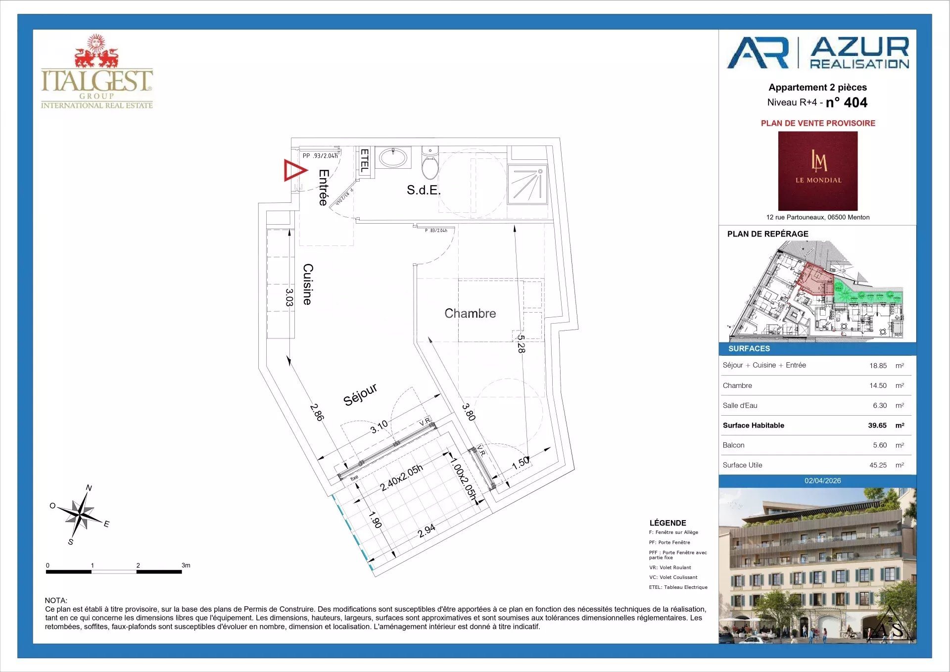 Appartement à vendre, 39m², Menton