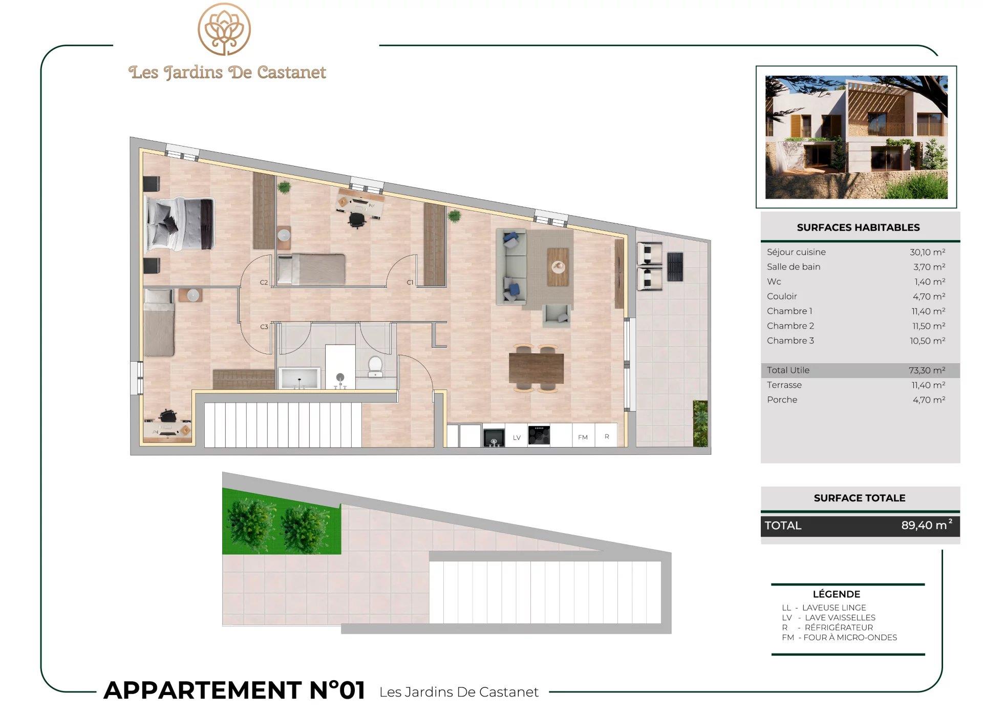 Appartement à vendre, 73m², Nîmes